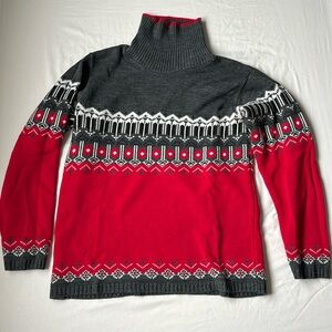 Women’s L red, white, and grey turtleneck sweater